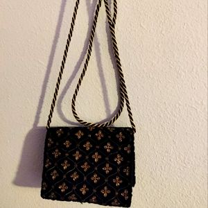 Black & Gold Velvet Hand Bag